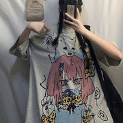 Anime White New Loose Ladies Short Sleeve T-shirt