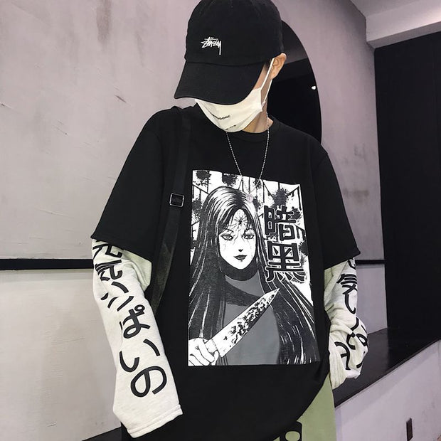Dark manga Japanese text stamp
