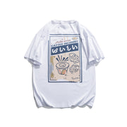 Anime Cartoon Print Off Shoulder Short-sleeved T-shirt