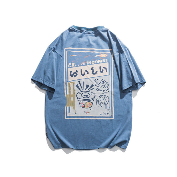Anime Cartoon Print Off Shoulder Short-sleeved T-shirt