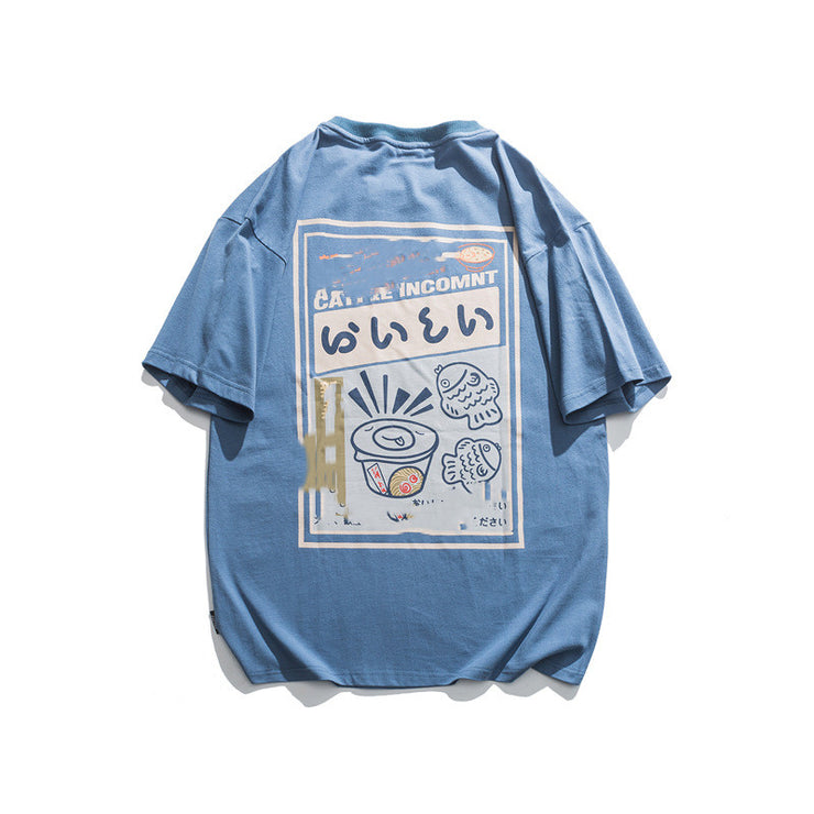 Anime Cartoon Print Off Shoulder Short-sleeved T-shirt