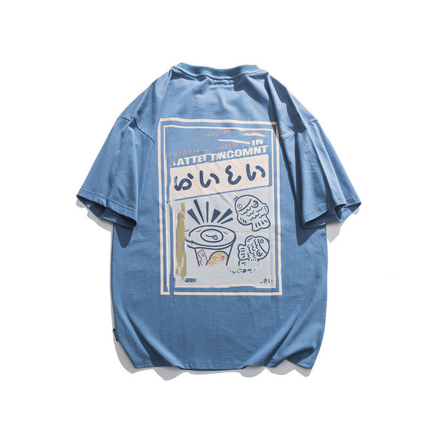 Anime Cartoon Print Off Shoulder Short-sleeved T-shirt