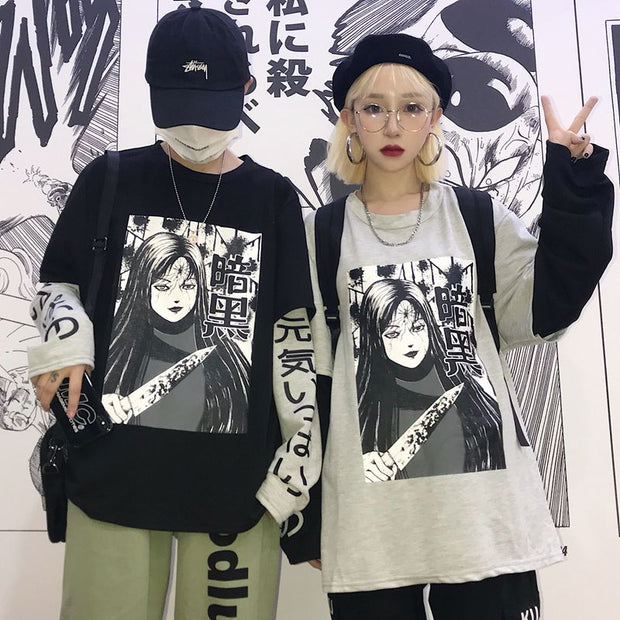 Dark manga Japanese text stamp
