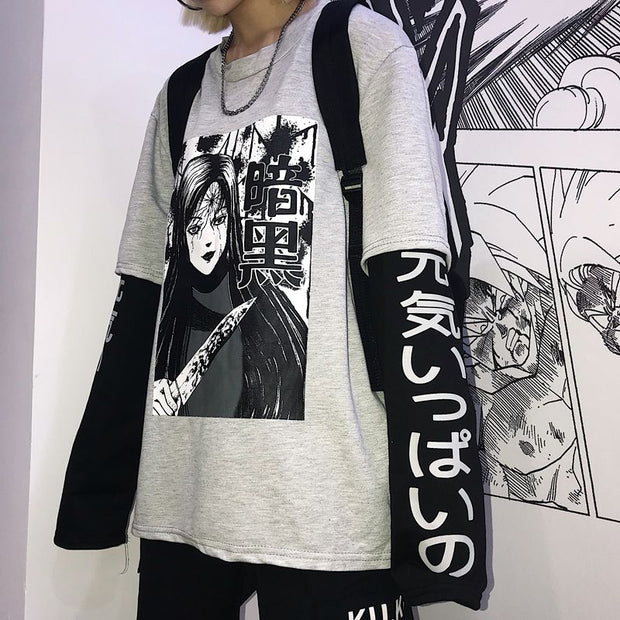 Dark manga Japanese text stamp