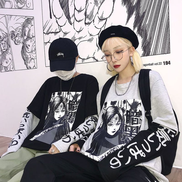 Dark manga Japanese text stamp