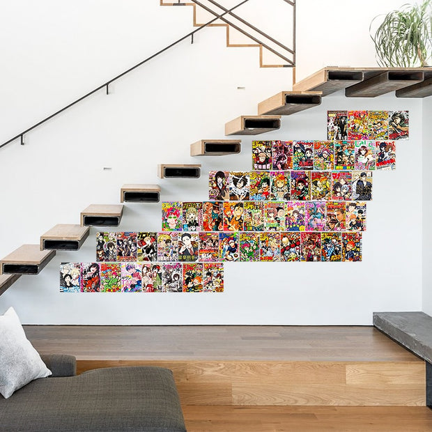 50Pcs Anime Magazine Poster Covers Aesthetic Wall Collage Kit Art Card Decoration for Manga Bright Color Dorm Bedroom Livingroom
