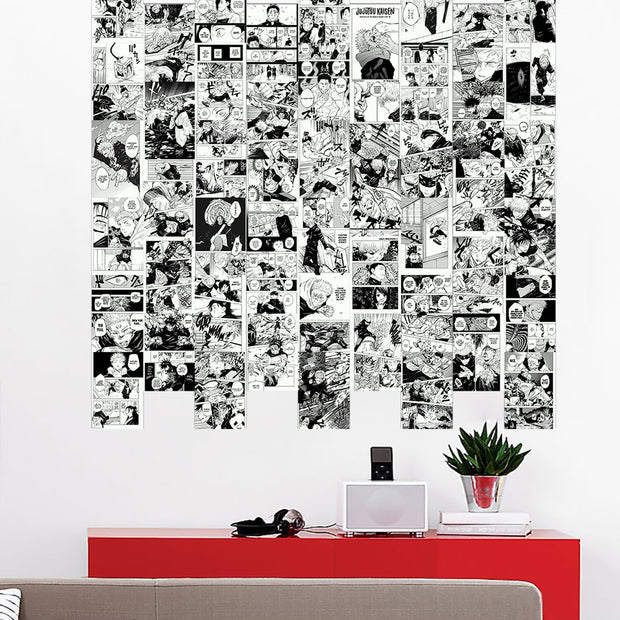 50Pcs Manga Japanese Anime Battle Comics Jujutsu Kaisen Wall Collage Kit for Wall Art Anime Postcard Prop Background Home Decor