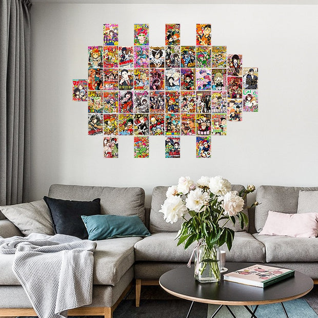 50Pcs Anime Magazine Poster Covers Aesthetic Wall Collage Kit Art Card Decoration for Manga Bright Color Dorm Bedroom Livingroom