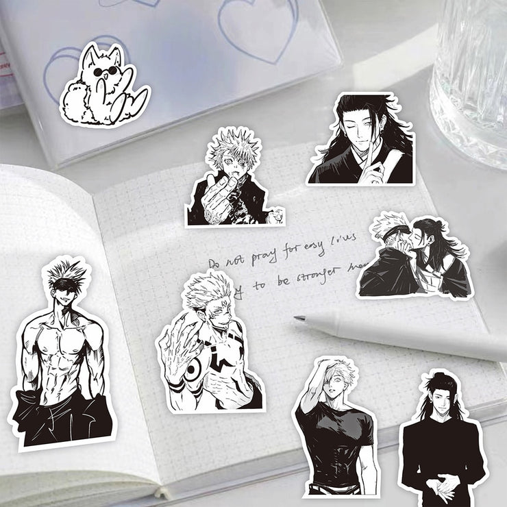 10/30/65PCS Black White Jujutsu Kaisen Anime Stickers Decoration Suitcase Scrapbooking Laptop Phone Stationery Manga Kid Sticker