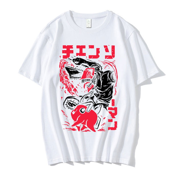 Japanese Anime Chainsaw Man Summer Women T-shirts Manga Graphic Print Y2k Clothes Funny Cartoon Unisex Short Sleeves T Shirt Top