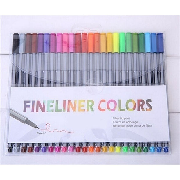 0.4mm 24 Pcs Multi-color Fineliner Pens With Coloring Book Marco Super Fine Draw manga Color Pen Art Marker Pen Water Based Ink