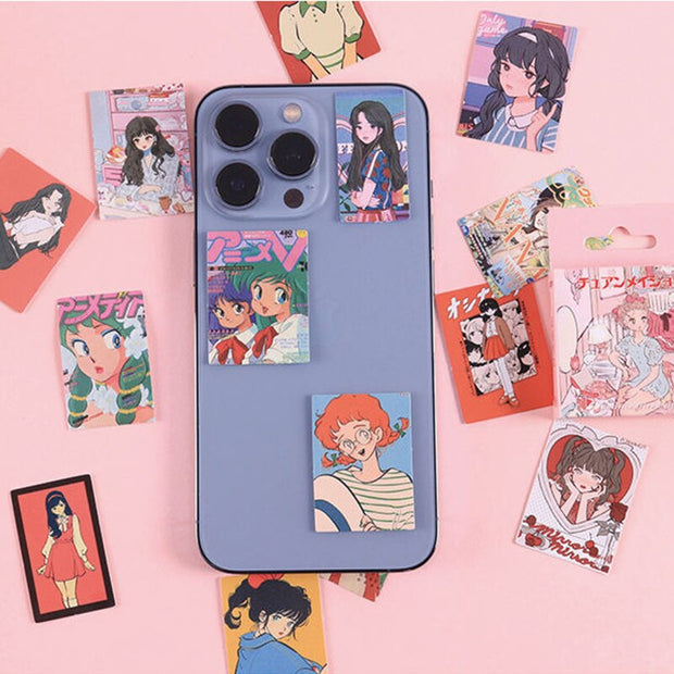 46Pieces Bird Box Stickers Stickers Girl Comic Pink manga Handbook collection DIY label Decoration Book Material New 4CM