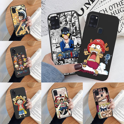 Case For Samsung Galaxy A21S Phone Cover One Piece Manga Luffy Zoro Back Cover Soft TPU Funda For Samsung A 21S Black Shell Bags