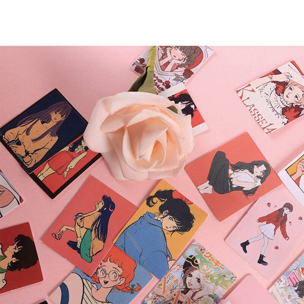 46Pieces Bird Box Stickers Stickers Girl Comic Pink manga Handbook collection DIY label Decoration Book Material New 4CM