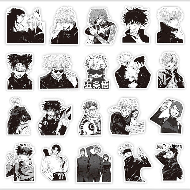 10/30/65PCS Black White Jujutsu Kaisen Anime Stickers Decoration Suitcase Scrapbooking Laptop Phone Stationery Manga Kid Sticker