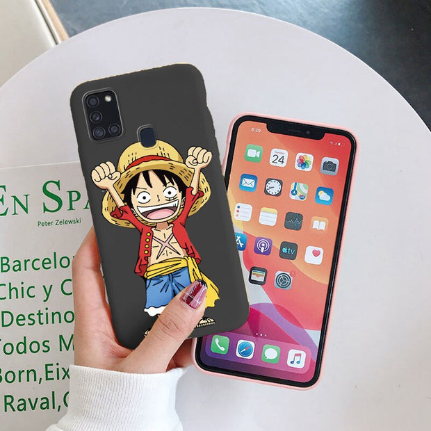 Case For Samsung Galaxy A21S Phone Cover One Piece Manga Luffy Zoro Back Cover Soft TPU Funda For Samsung A 21S Black Shell Bags