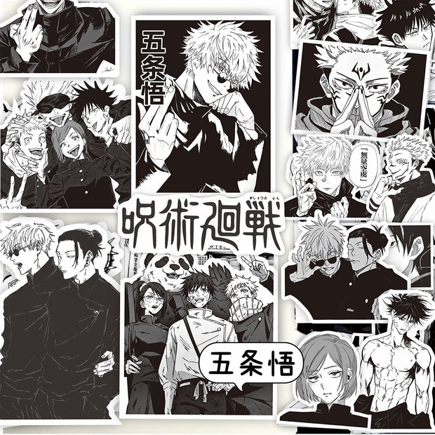 10/30/65PCS Black White Jujutsu Kaisen Anime Stickers Decoration Suitcase Scrapbooking Laptop Phone Stationery Manga Kid Sticker
