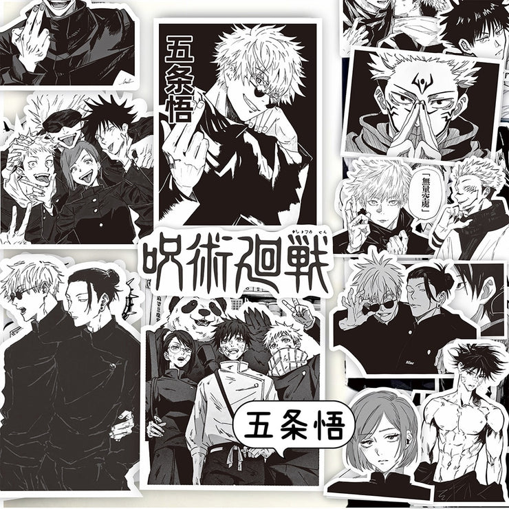 10/30/65PCS Black White Jujutsu Kaisen Anime Stickers Decoration Suitcase Scrapbooking Laptop Phone Stationery Manga Kid Sticker