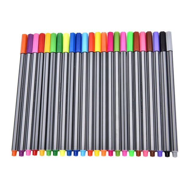 0.4mm 24 Pcs Multi-color Fineliner Pens With Coloring Book Marco Super Fine Draw manga Color Pen Art Marker Pen Water Based Ink