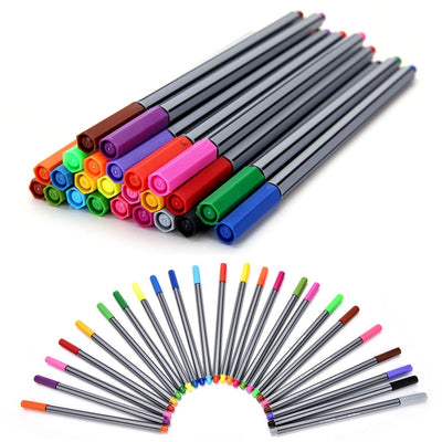 0.4mm 24 Pcs Multi-color Fineliner Pens With Coloring Book Marco Super Fine Draw manga Color Pen Art Marker Pen Water Based Ink
