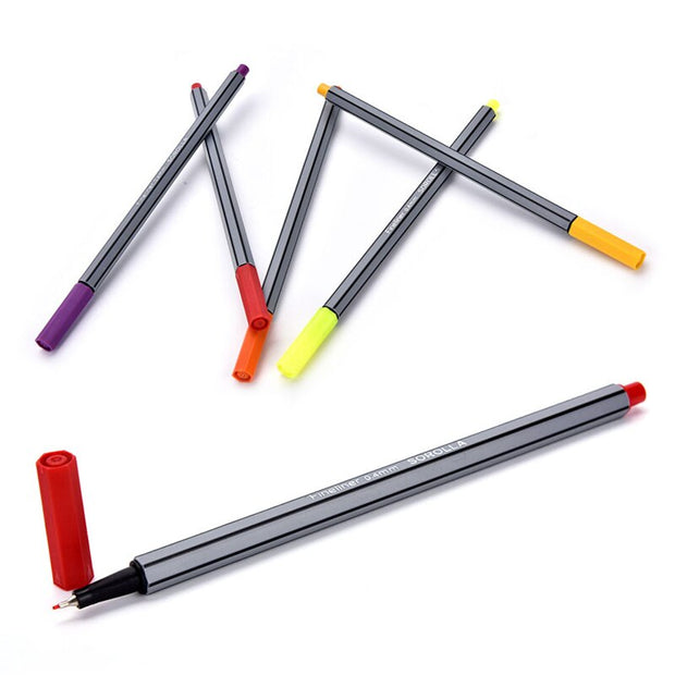 0.4mm 24 Pcs Multi-color Fineliner Pens With Coloring Book Marco Super Fine Draw manga Color Pen Art Marker Pen Water Based Ink