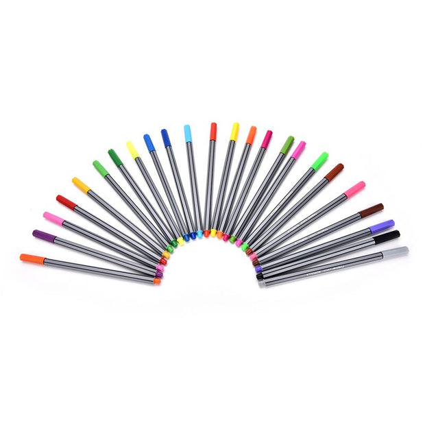 0.4mm 24 Pcs Multi-color Fineliner Pens With Coloring Book Marco Super Fine Draw manga Color Pen Art Marker Pen Water Based Ink