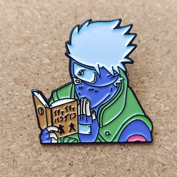 Hatake Kakashi Read Book Alloy Metal Manga Brooch Anime Cartoon Metal Badge Lapel Pin Christmas Gift Halloween Gift