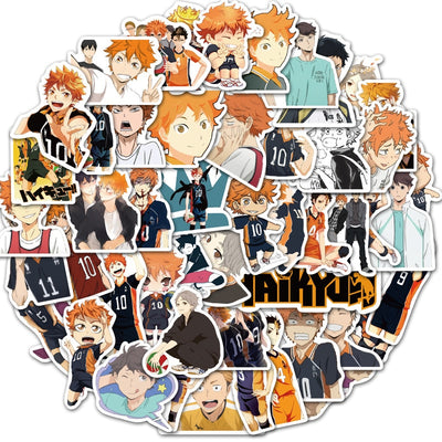 50PCS Kawaii Anime Haikyuu Stickers Pack Kpop Cute Aesthetic Stickers for Kids For Laptop Sticker Kids Toys Manga Car Book Packs