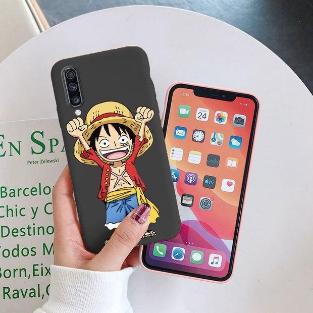 Case For Samsung Galaxy A50 A50S A30S A70 Phone Cover One Piece Manga Luffy Zoro Back Cover Soft TPU Funda For Samsung A70 Black