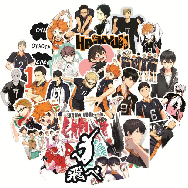 50PCS Kawaii Anime Haikyuu Stickers Pack Kpop Cute Aesthetic Stickers for Kids For Laptop Sticker Kids Toys Manga Car Book Packs