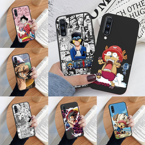 Case For Samsung Galaxy A50 A50S A30S A70 Phone Cover One Piece Manga Luffy Zoro Back Cover Soft TPU Funda For Samsung A70 Black