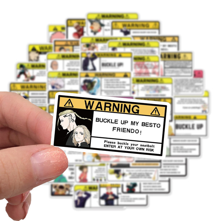 10/30/50pcs Warning Signs Anime Figure Stickers Creative Funny  Cartoon Stickers Kids Toys Diy Totoro Manga Decal Decor Stickers
