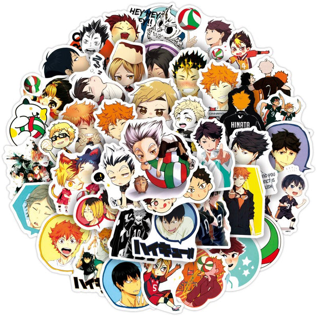 50PCS Kawaii Anime Haikyuu Stickers Pack Kpop Cute Aesthetic Stickers for Kids For Laptop Sticker Kids Toys Manga Car Book Packs