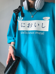 Anime Cartoon Print Off Shoulder Short-sleeved T-shirt